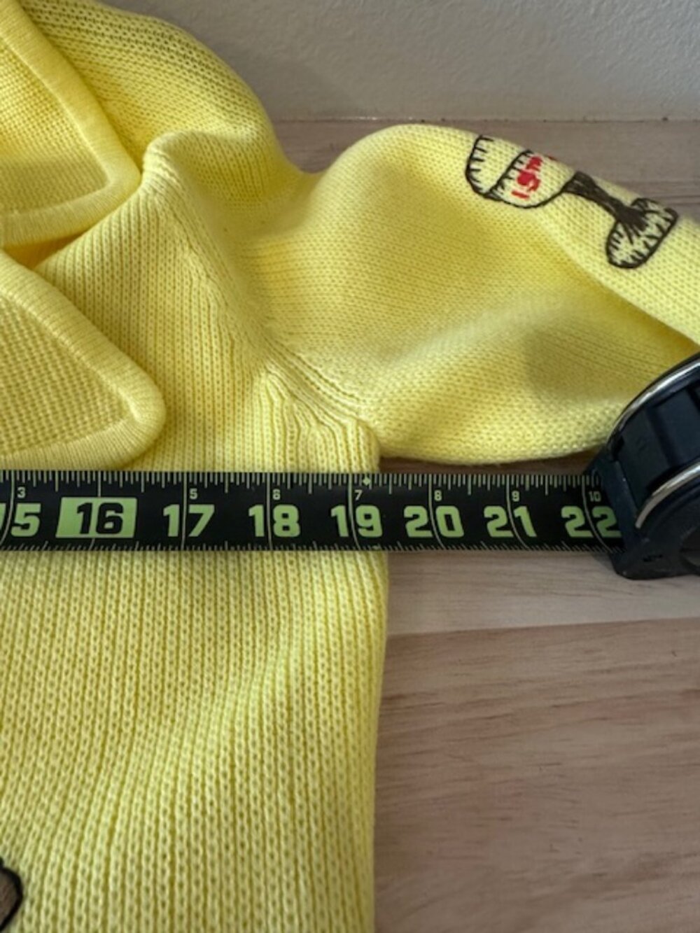 Andrew Aresti Vintage 1950's Golf Embroidered Cardigan Sweater Womens Yellow S - Picture 14 of 15